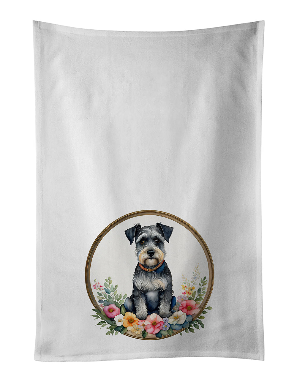 Buy this Schnauzer and Flowers Kitchen Towel Set of 2