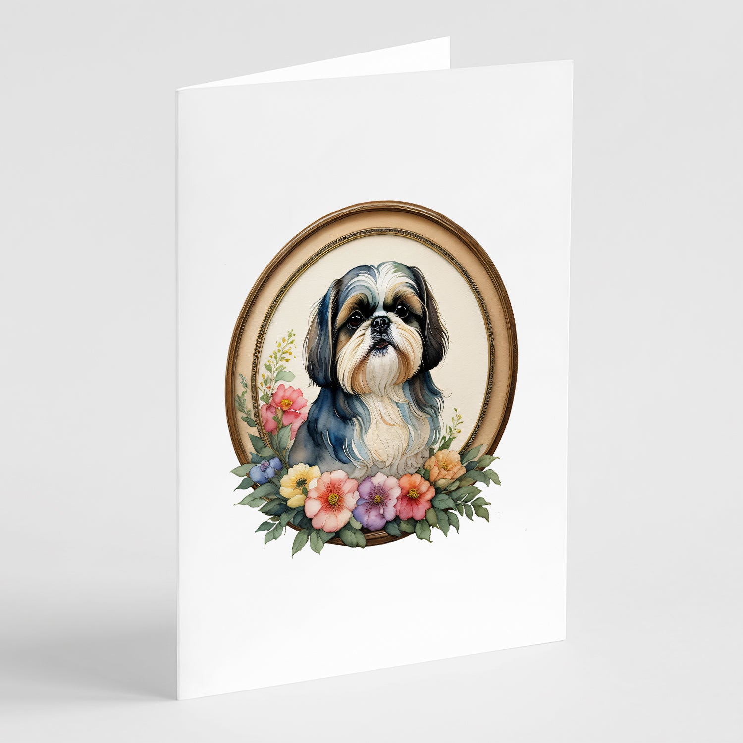 Buy this Shih Tzu and Flowers Greeting Cards and Envelopes Pack of 8