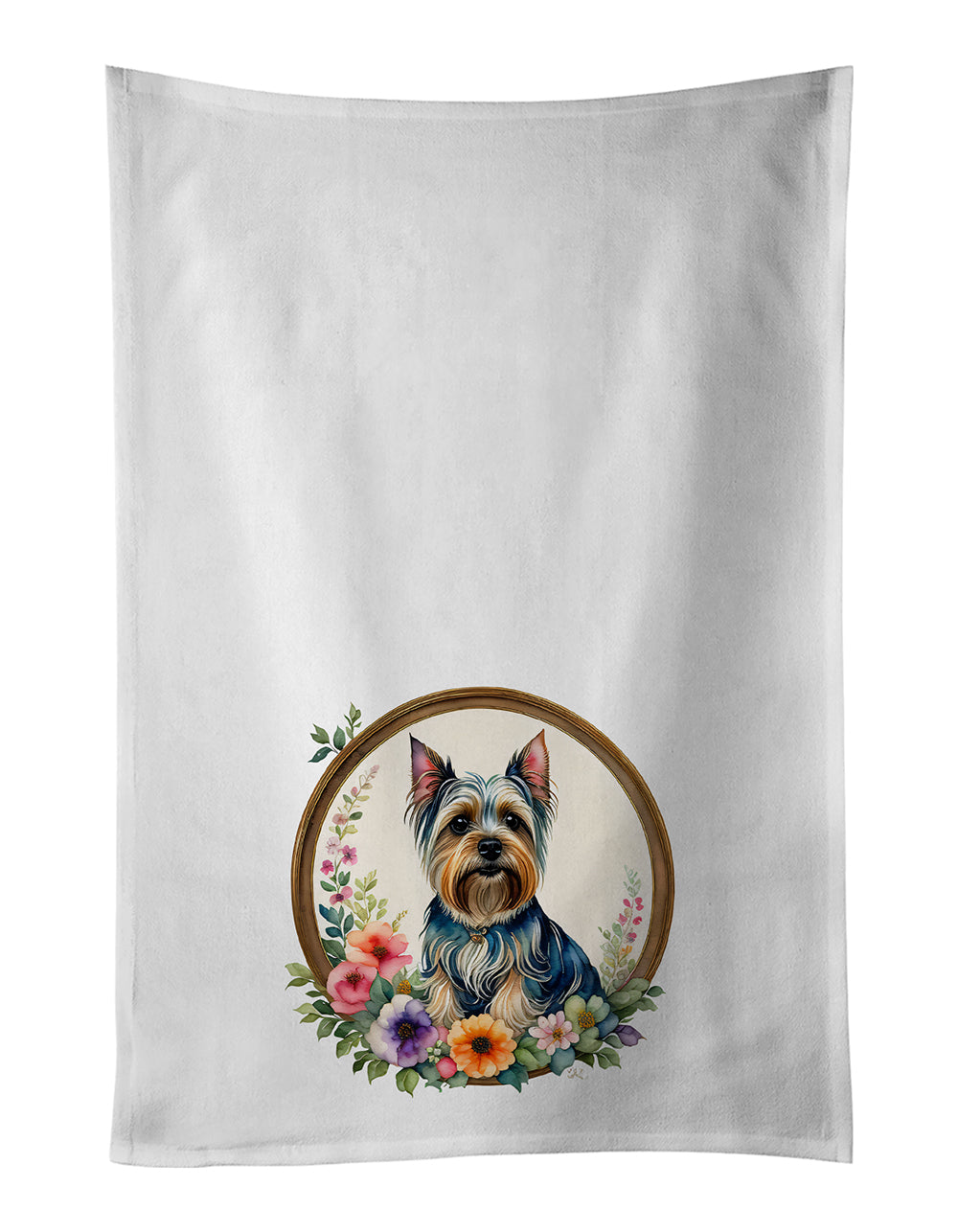 Buy this Silky Terrier and Flowers Kitchen Towel Set of 2