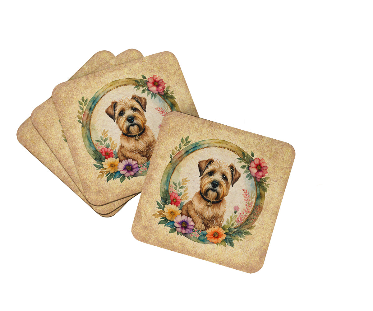 Buy this Wheaten Terrier and Flowers Foam Coasters
