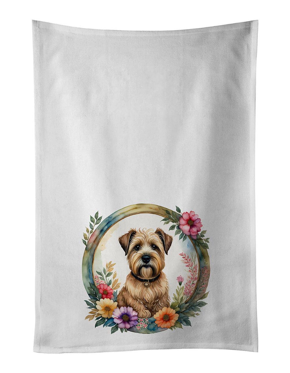 Buy this Wheaten Terrier and Flowers Kitchen Towel Set of 2