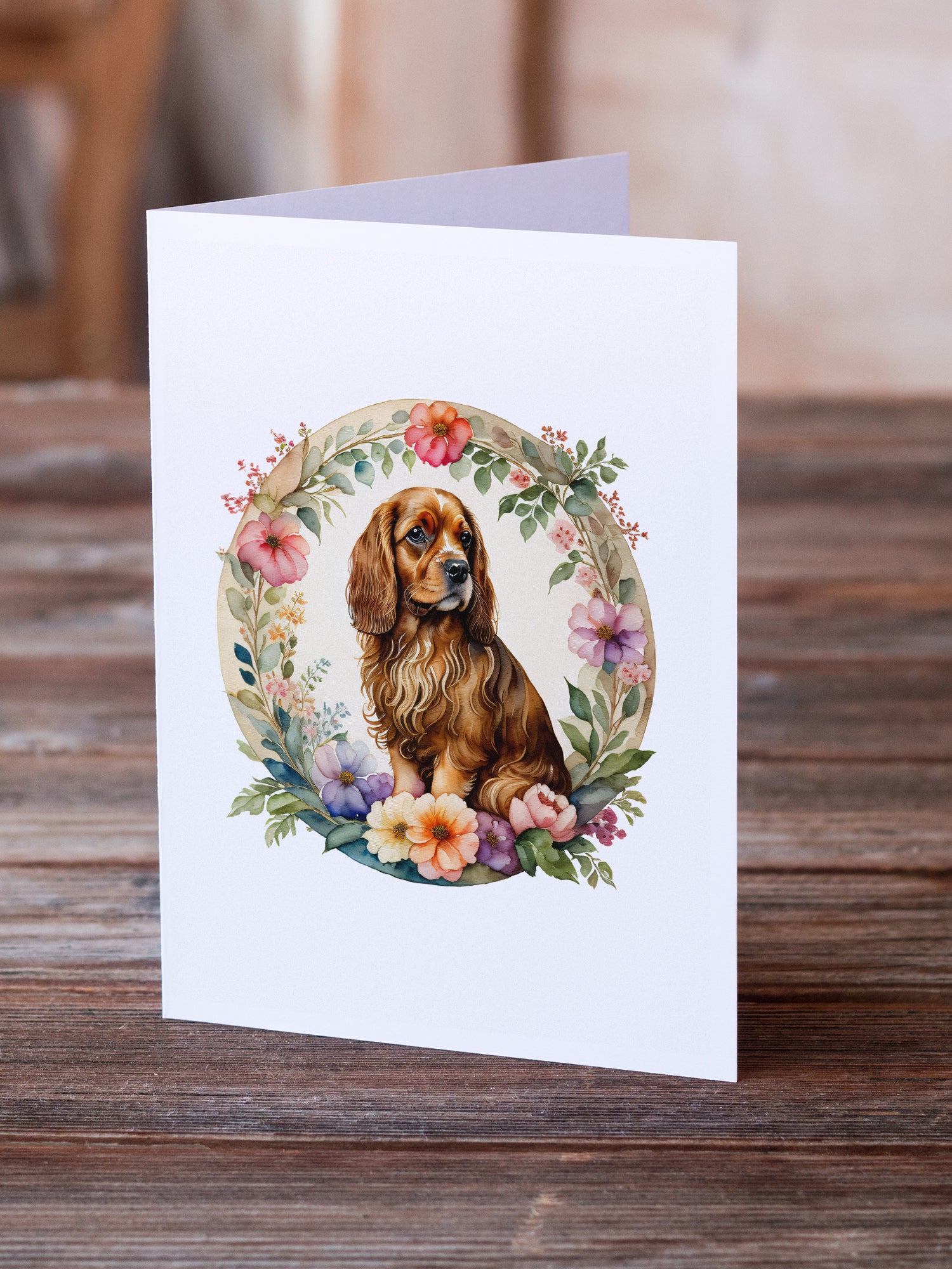 Sussex Spaniel and Flowers Greeting Cards and Envelopes Pack of 8