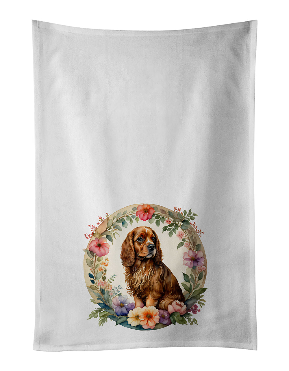 Buy this Sussex Spaniel and Flowers Kitchen Towel Set of 2