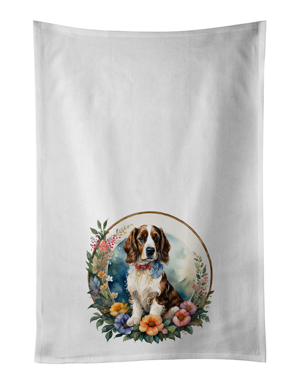 Buy this Welsh Springer Spaniel and Flowers Kitchen Towel Set of 2