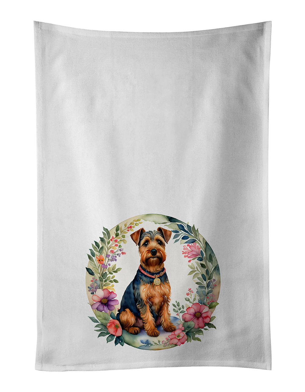 Buy this Welsh Terrier and Flowers Kitchen Towel Set of 2