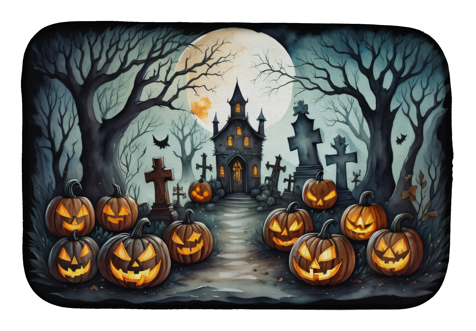 Buy this Graveyard Spooky Halloween Dish Drying Mat