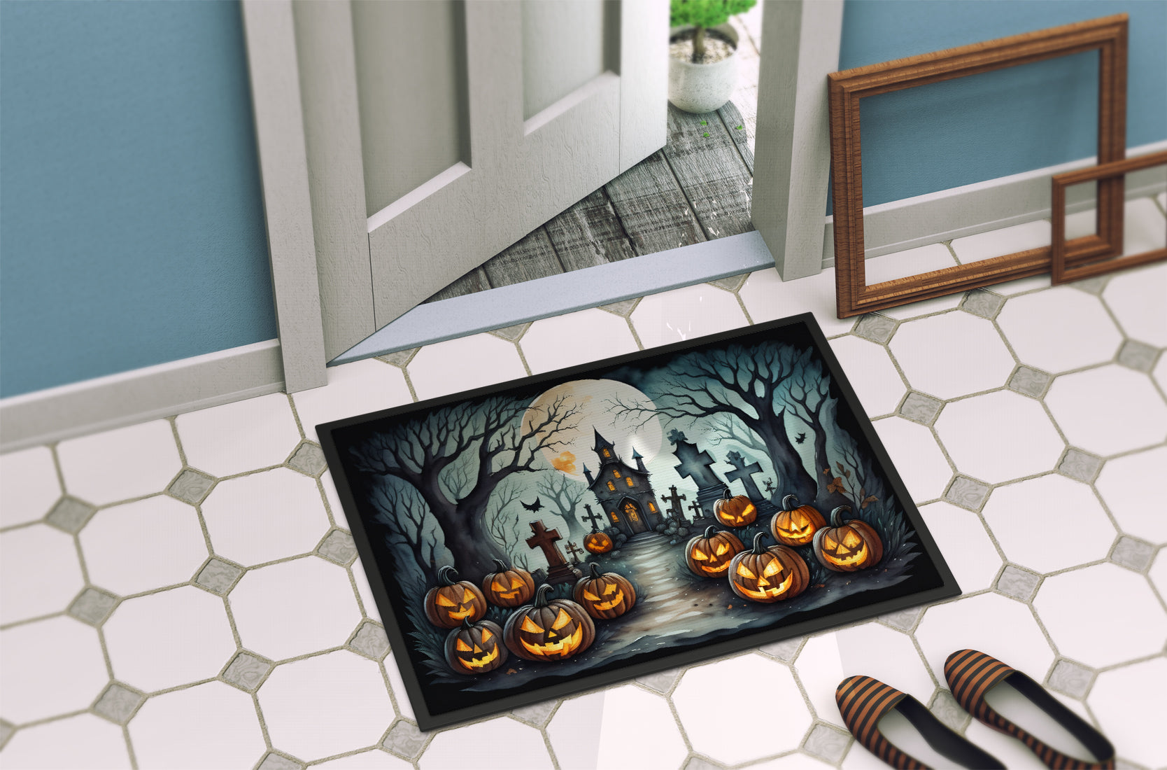 Graveyard Spooky Halloween Doormat 18x27