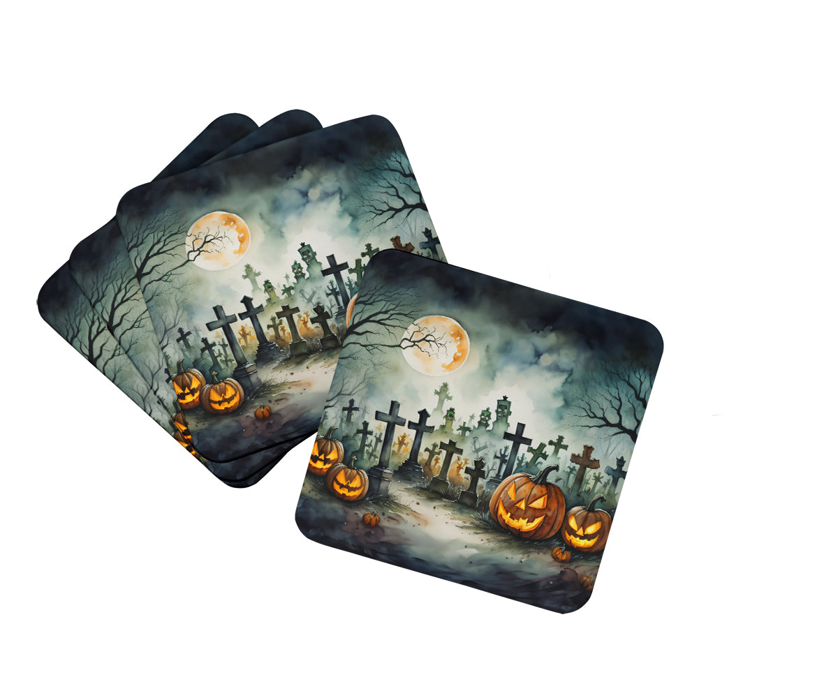 Buy this Graveyard Spooky Halloween Foam Coaster Set of 4