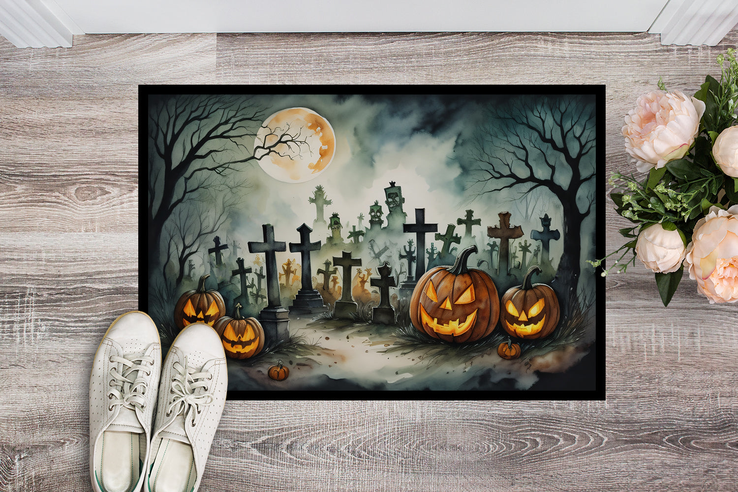 Buy this Graveyard Spooky Halloween Indoor or Outdoor Mat 24x36