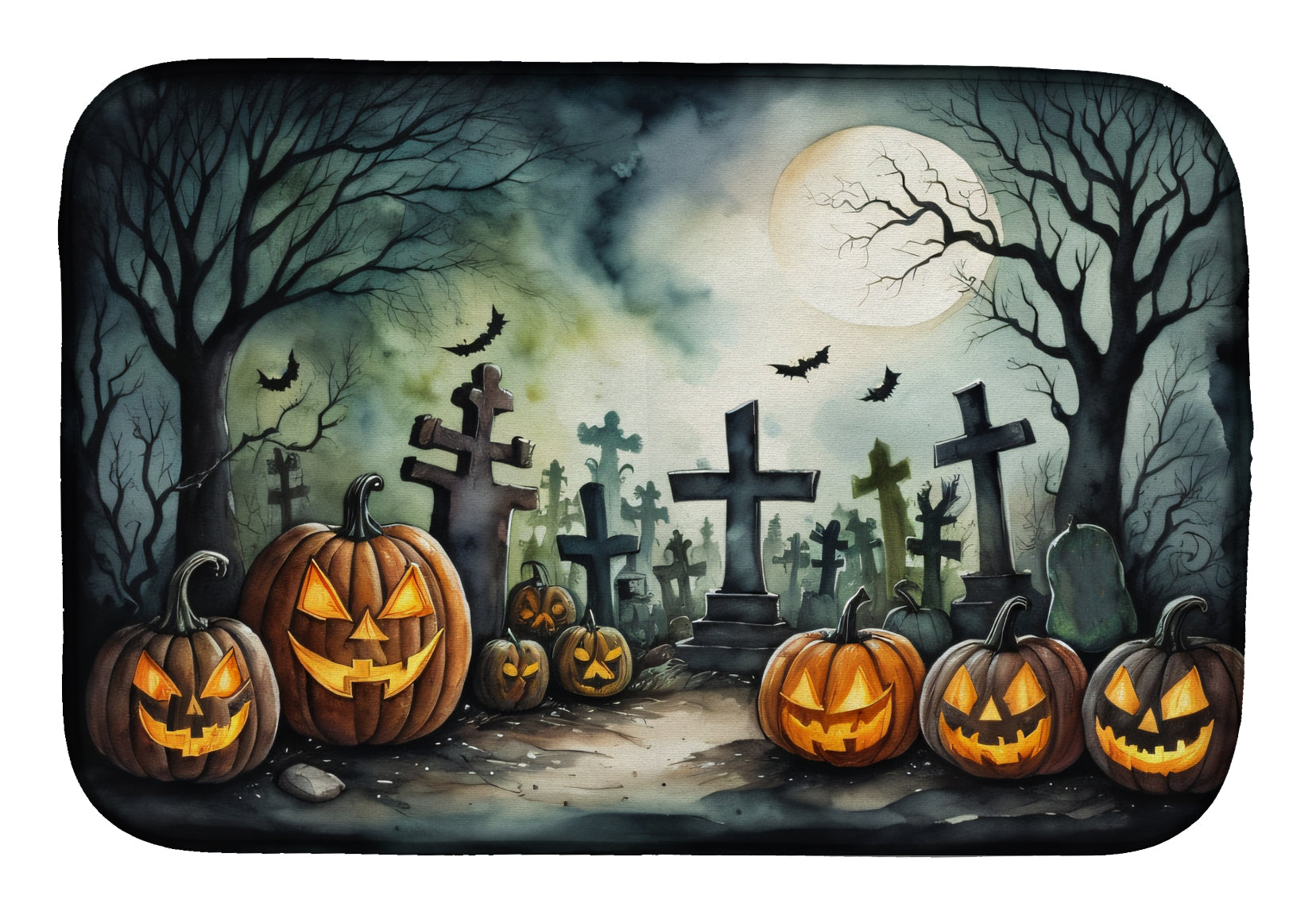 Buy this Graveyard Spooky Halloween Dish Drying Mat