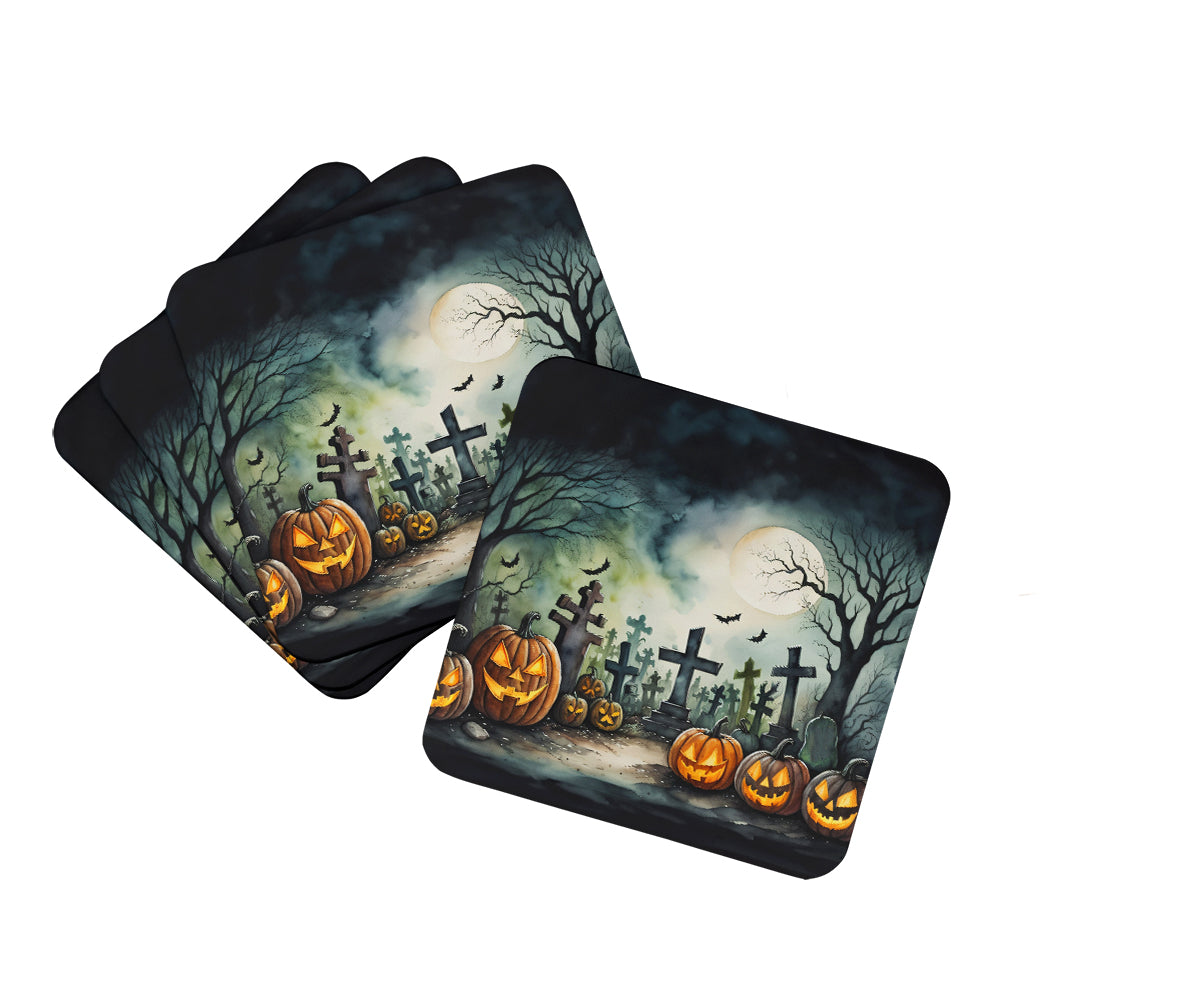 Buy this Graveyard Spooky Halloween Foam Coaster Set of 4