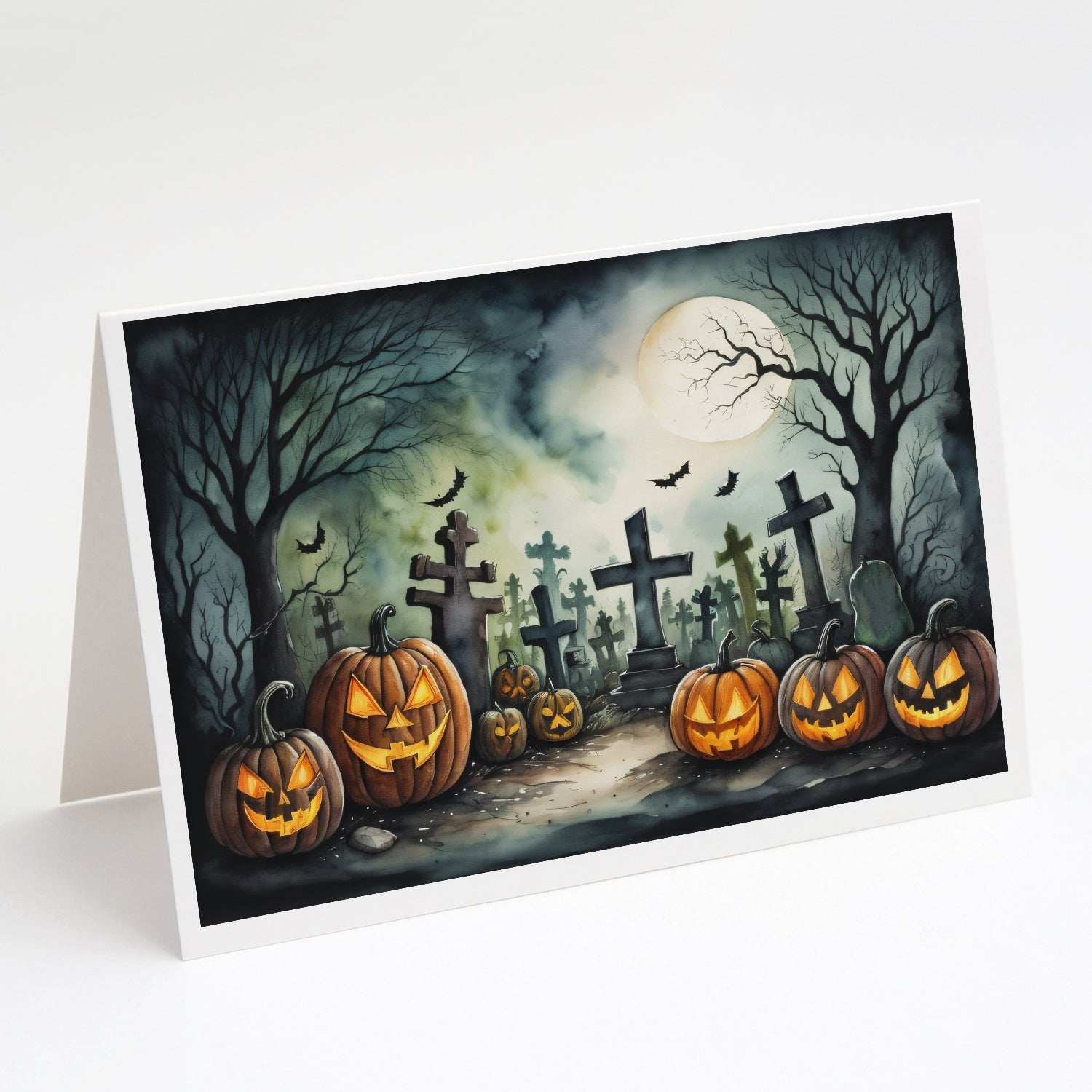 Buy this Graveyard Spooky Halloween Greeting Cards and Envelopes Pack of 8
