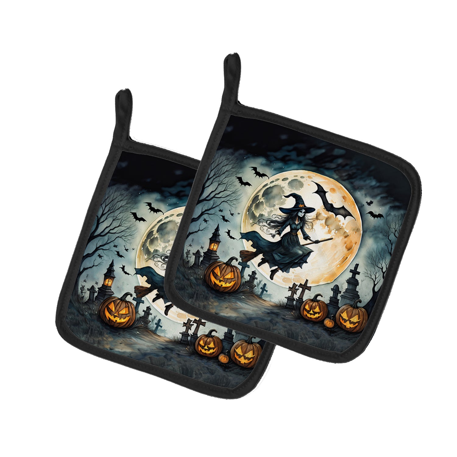 Buy this Flying Witch Spooky Halloween Pair of Pot Holders