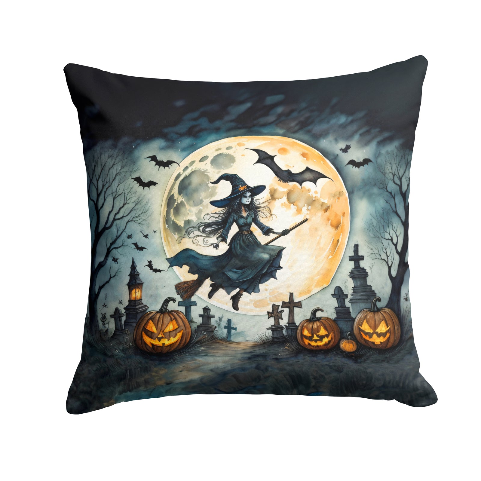 Buy this Flying Witch Spooky Halloween Fabric Decorative Pillow