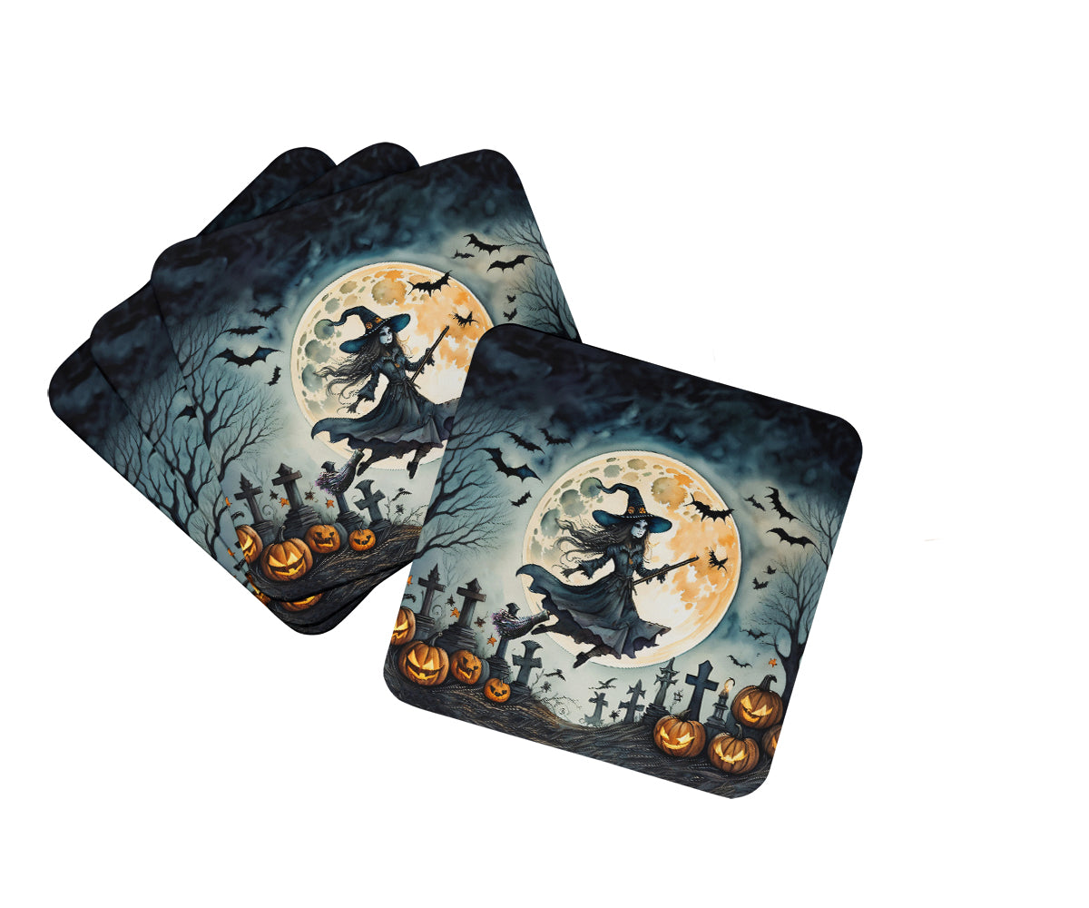 Buy this Flying Witch Spooky Halloween Foam Coaster Set of 4