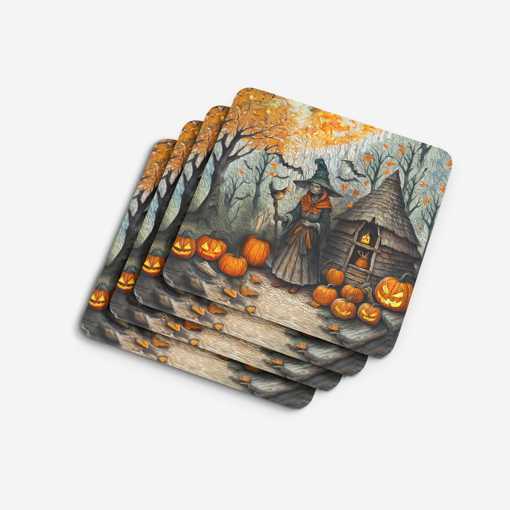 Slavic Witch Spooky Halloween Foam Coaster Set of 4