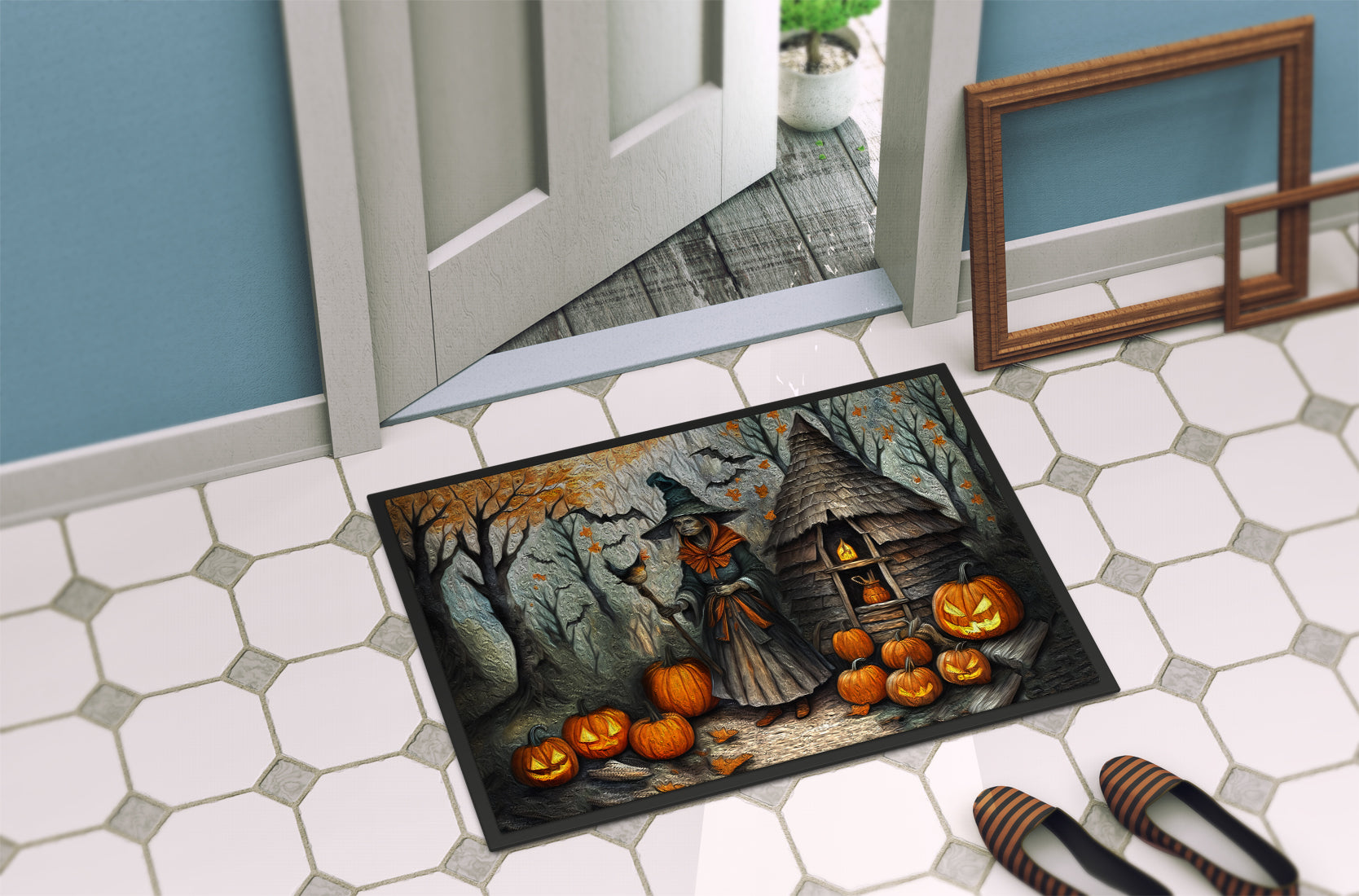 Slavic Witch Spooky Halloween Doormat 18x27