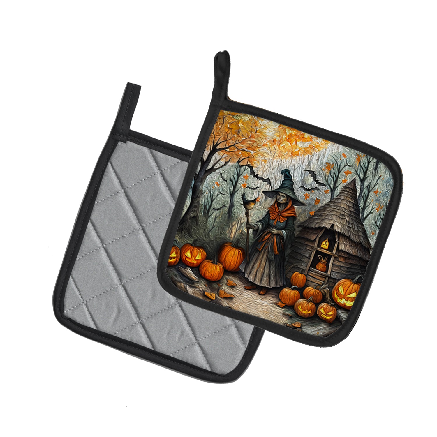 Slavic Witch Spooky Halloween Pair of Pot Holders