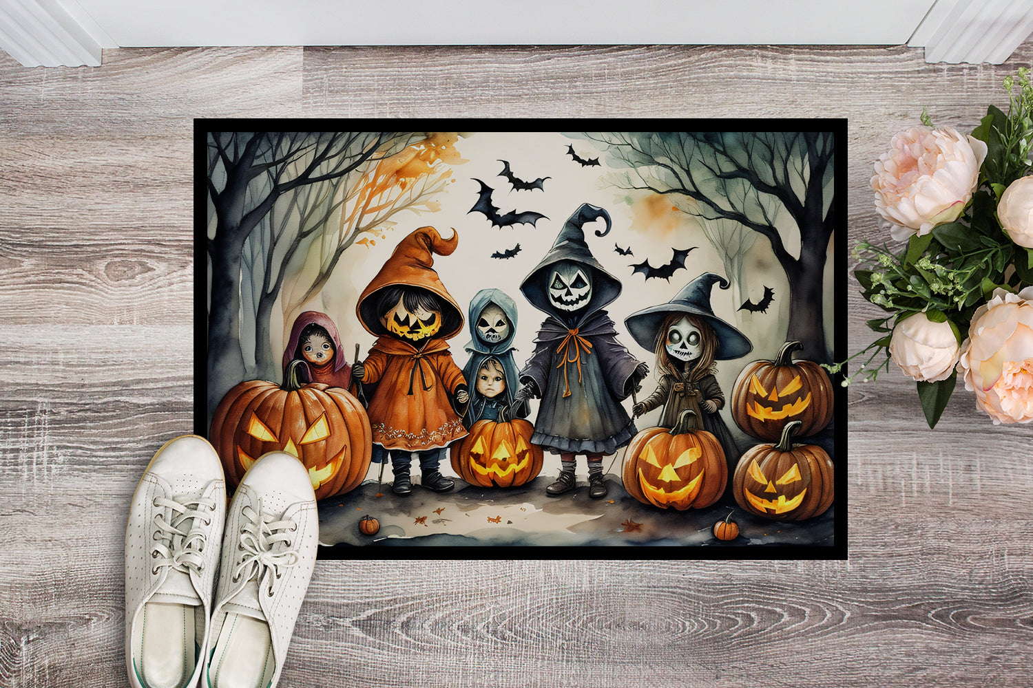 Trick or Treaters Spooky Halloween Indoor or Outdoor Mat 24x36