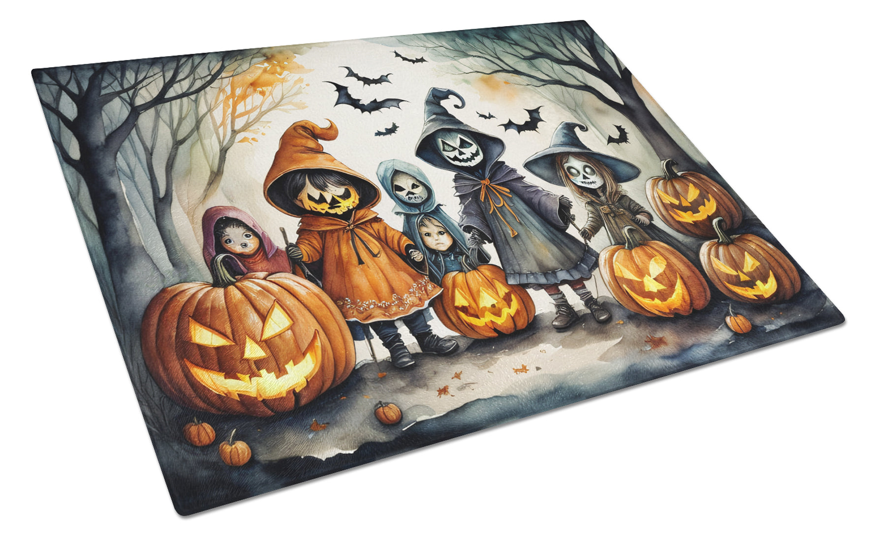 Buy this Trick or Treaters Spooky Halloween Glass Cutting Board Large