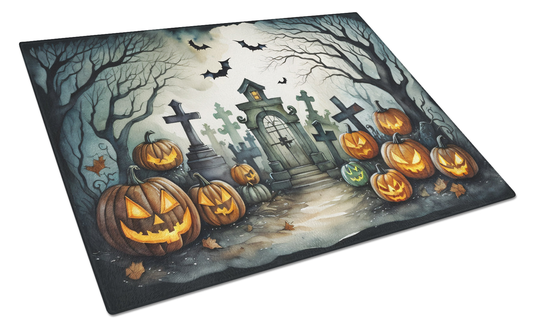 Buy this Graveyard Spooky Halloween Glass Cutting Board Large