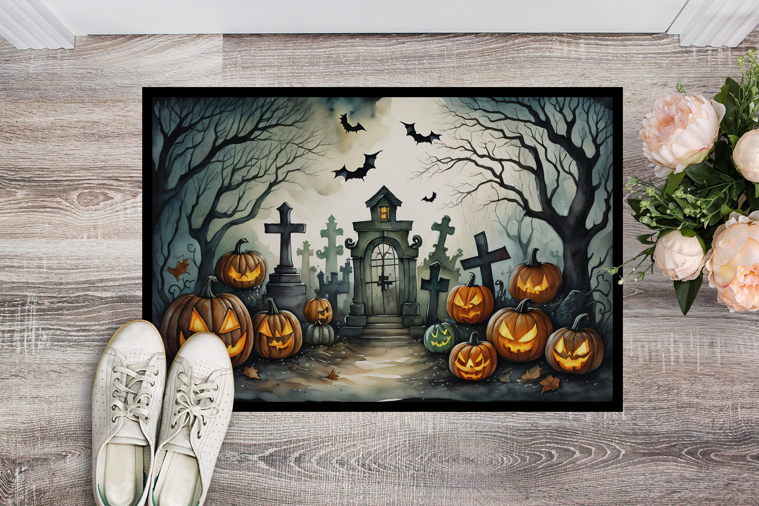Graveyard Spooky Halloween Doormat 18x27