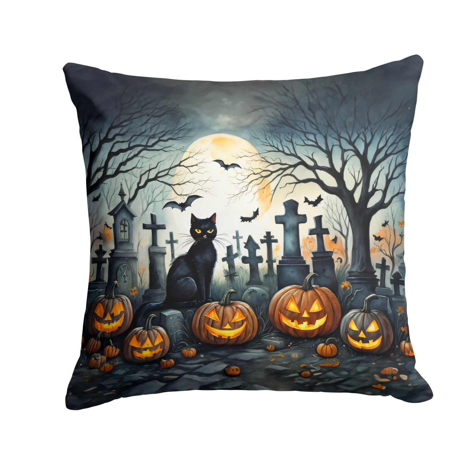 Buy this Black Cat Spooky Halloween Fabric Decorative Pillow