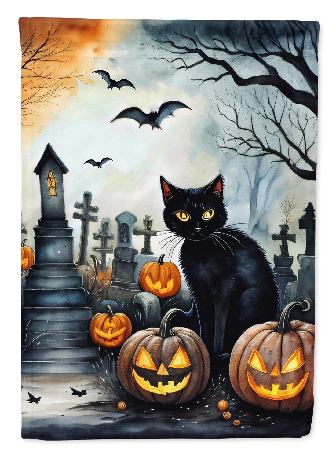 Buy this Black Cat Spooky Halloween House Flag