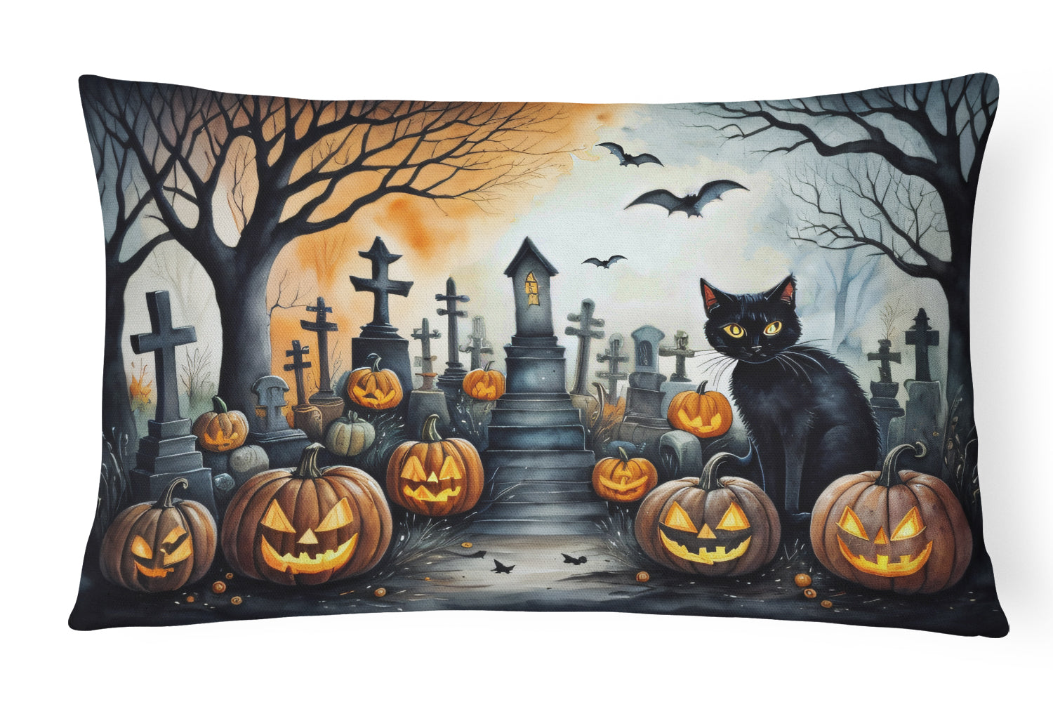 Buy this Black Cat Spooky Halloween Fabric Decorative Pillow