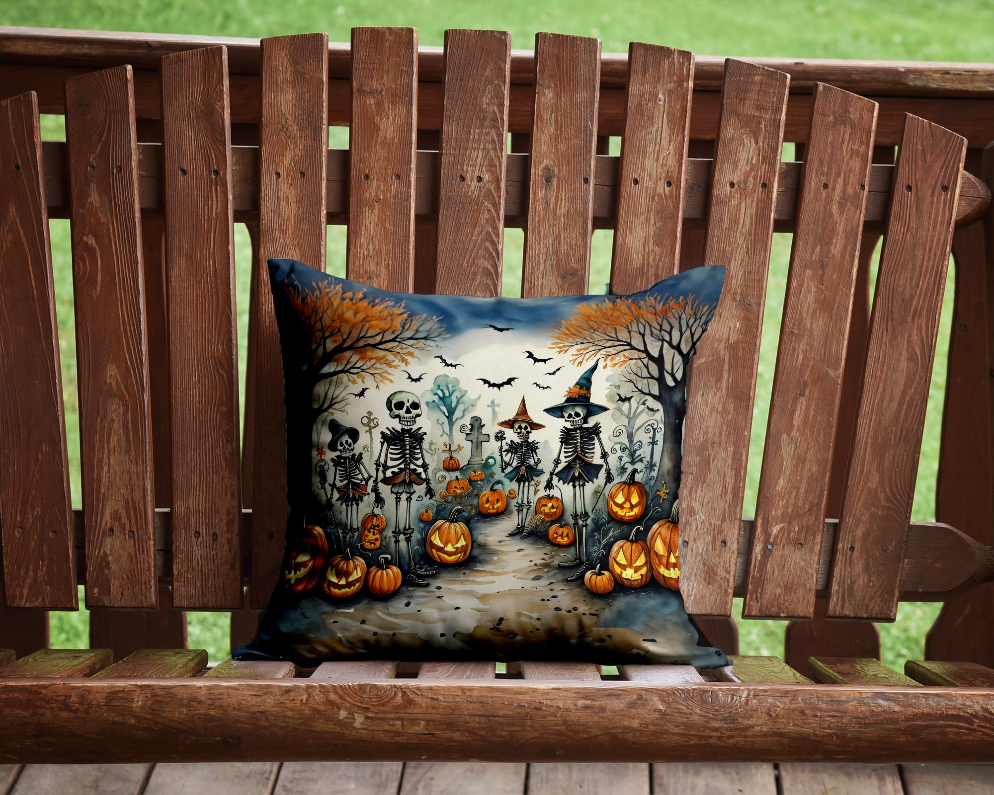 Calacas Skeletons Spooky Halloween Fabric Decorative Pillow