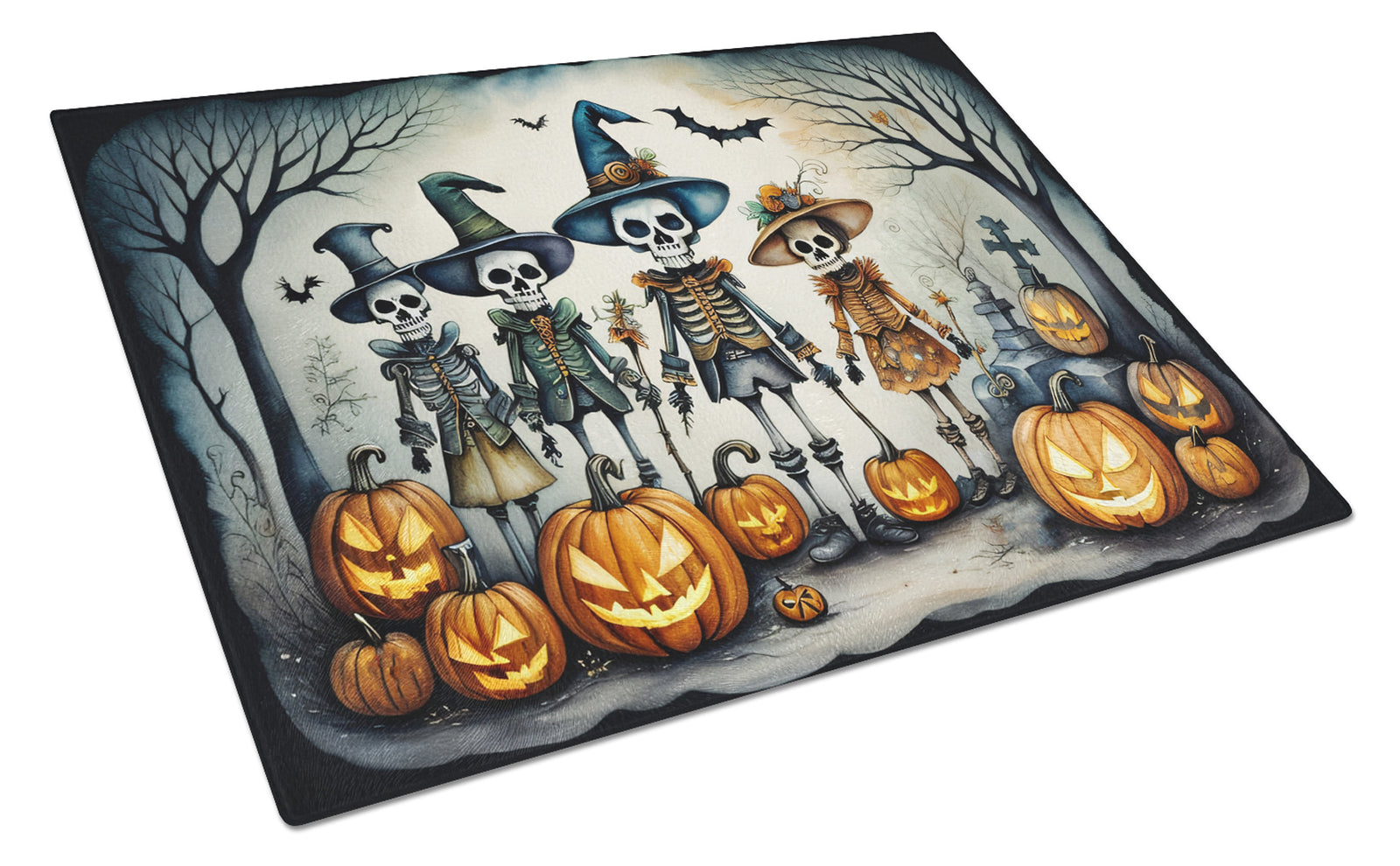 Buy this Calacas Skeletons Spooky Halloween Glass Cutting Board Large