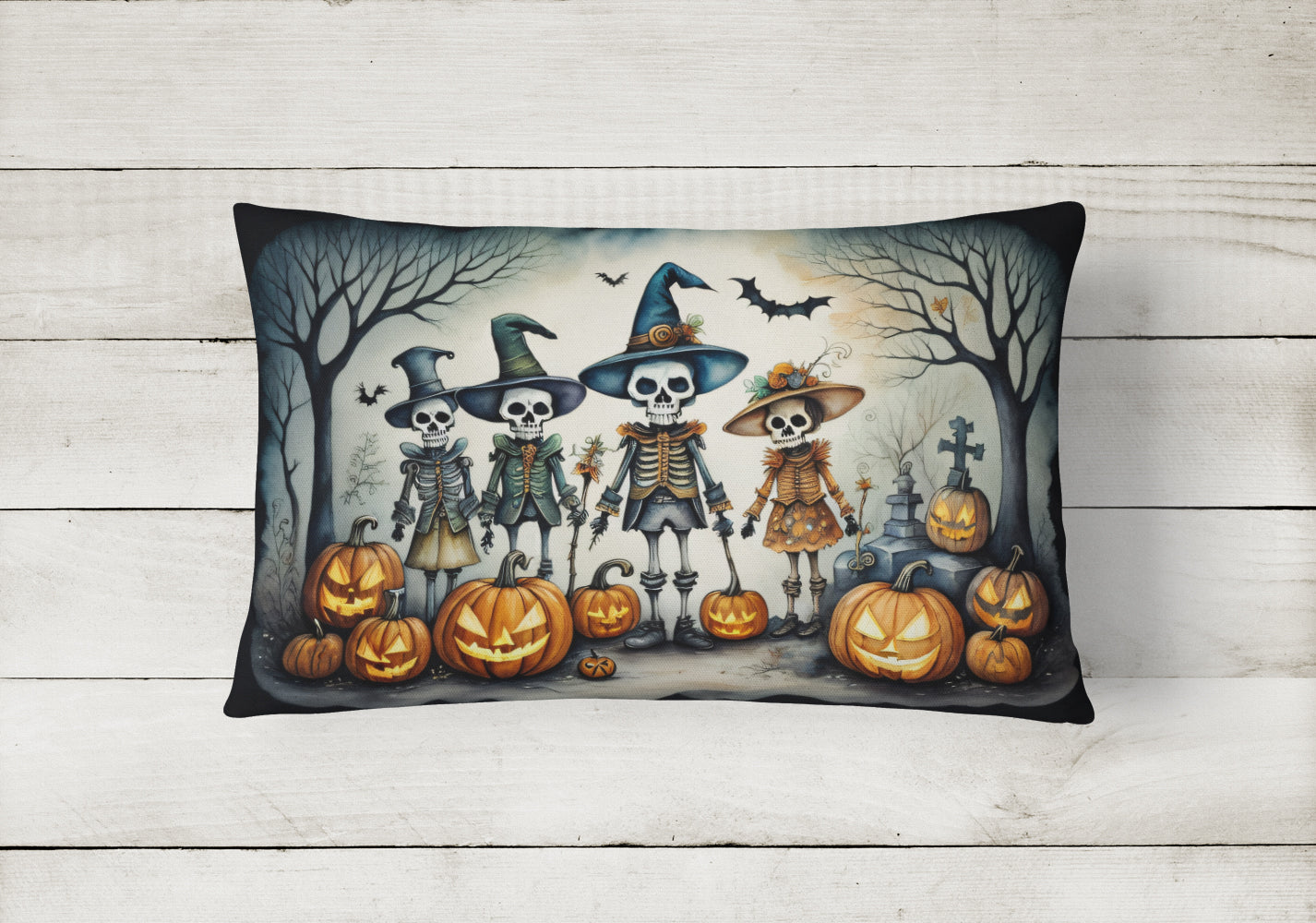 Buy this Calacas Skeletons Spooky Halloween Fabric Decorative Pillow