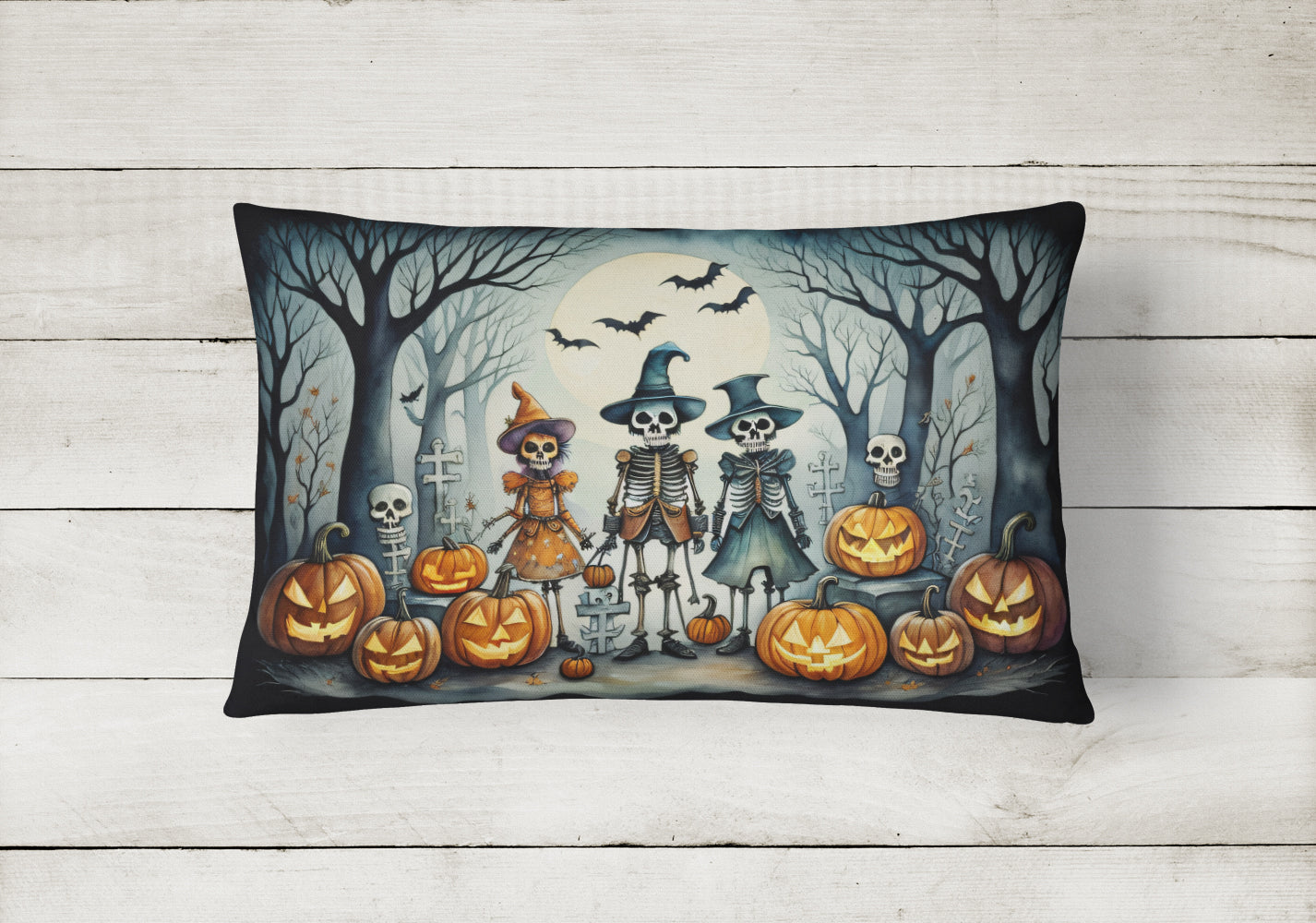 Buy this Calacas Skeletons Spooky Halloween Fabric Decorative Pillow