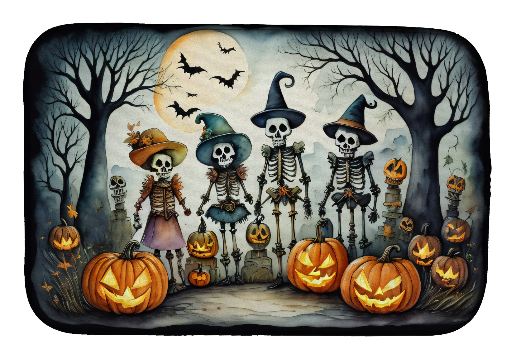 Buy this Calacas Skeletons Spooky Halloween Dish Drying Mat