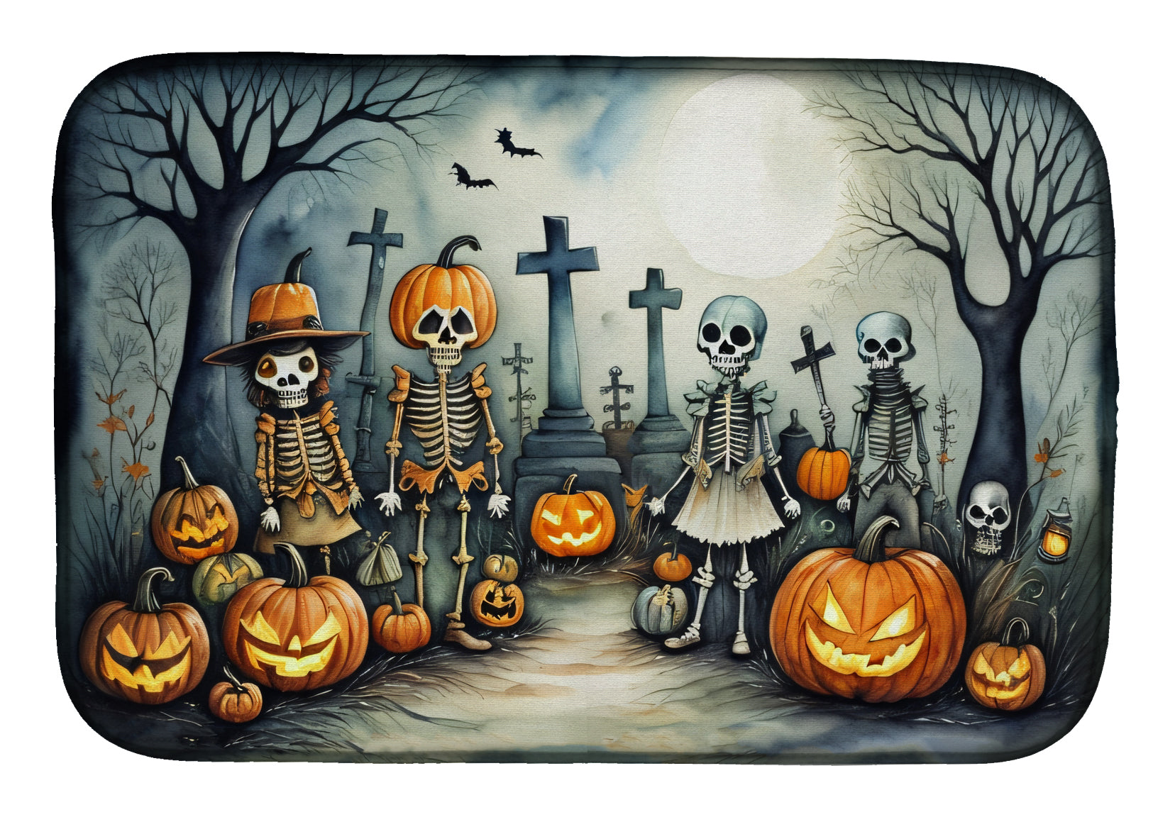 Buy this Calacas Skeletons Spooky Halloween Dish Drying Mat