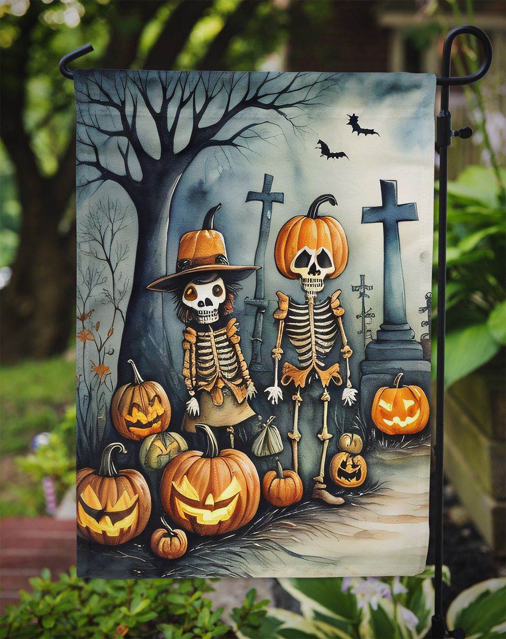 Calacas Skeletons Spooky Halloween Garden Flag