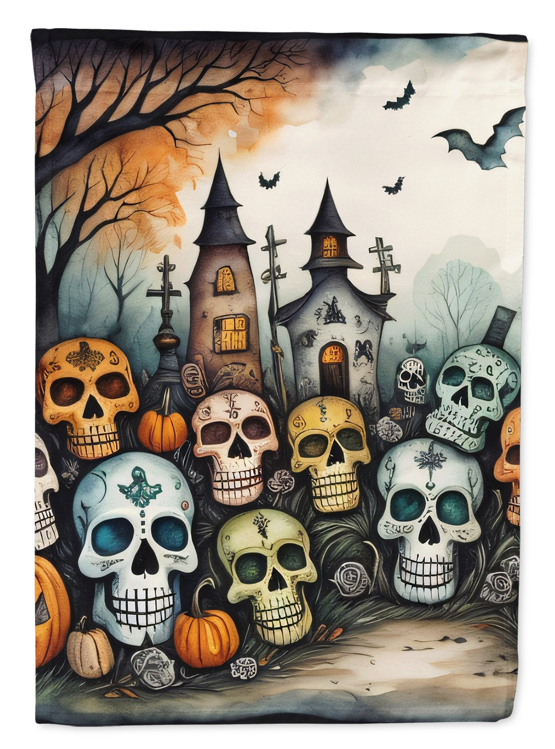 Buy this Calaveras Sugar Skulls Spooky Halloween House Flag