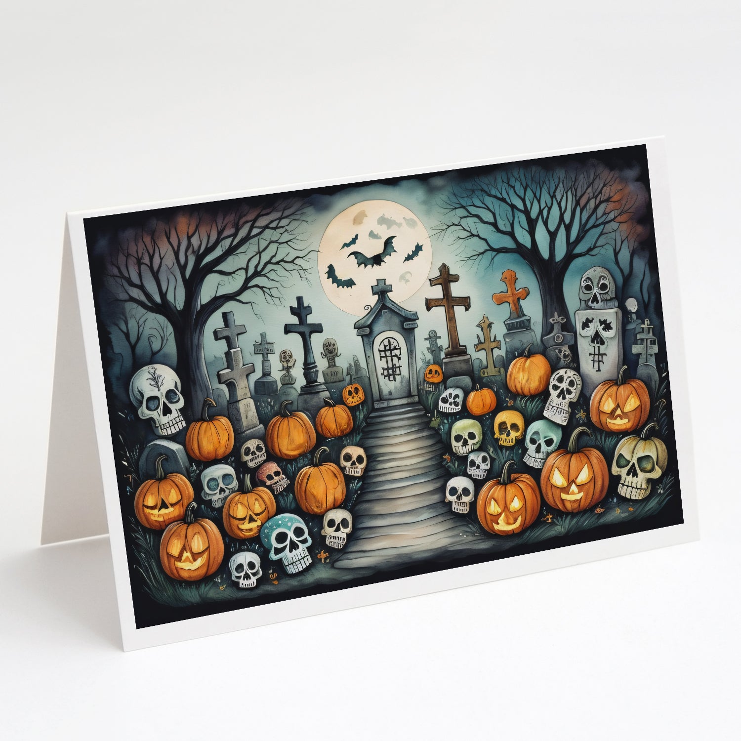 Buy this Calaveras Sugar Skulls Spooky Halloween Greeting Cards and Envelopes Pack of 8