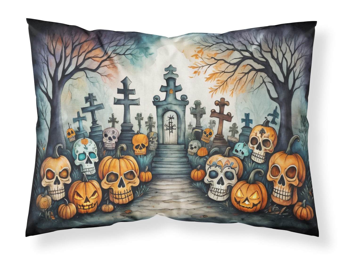 Buy this Calaveras Sugar Skulls Spooky Halloween Fabric Standard Pillowcase