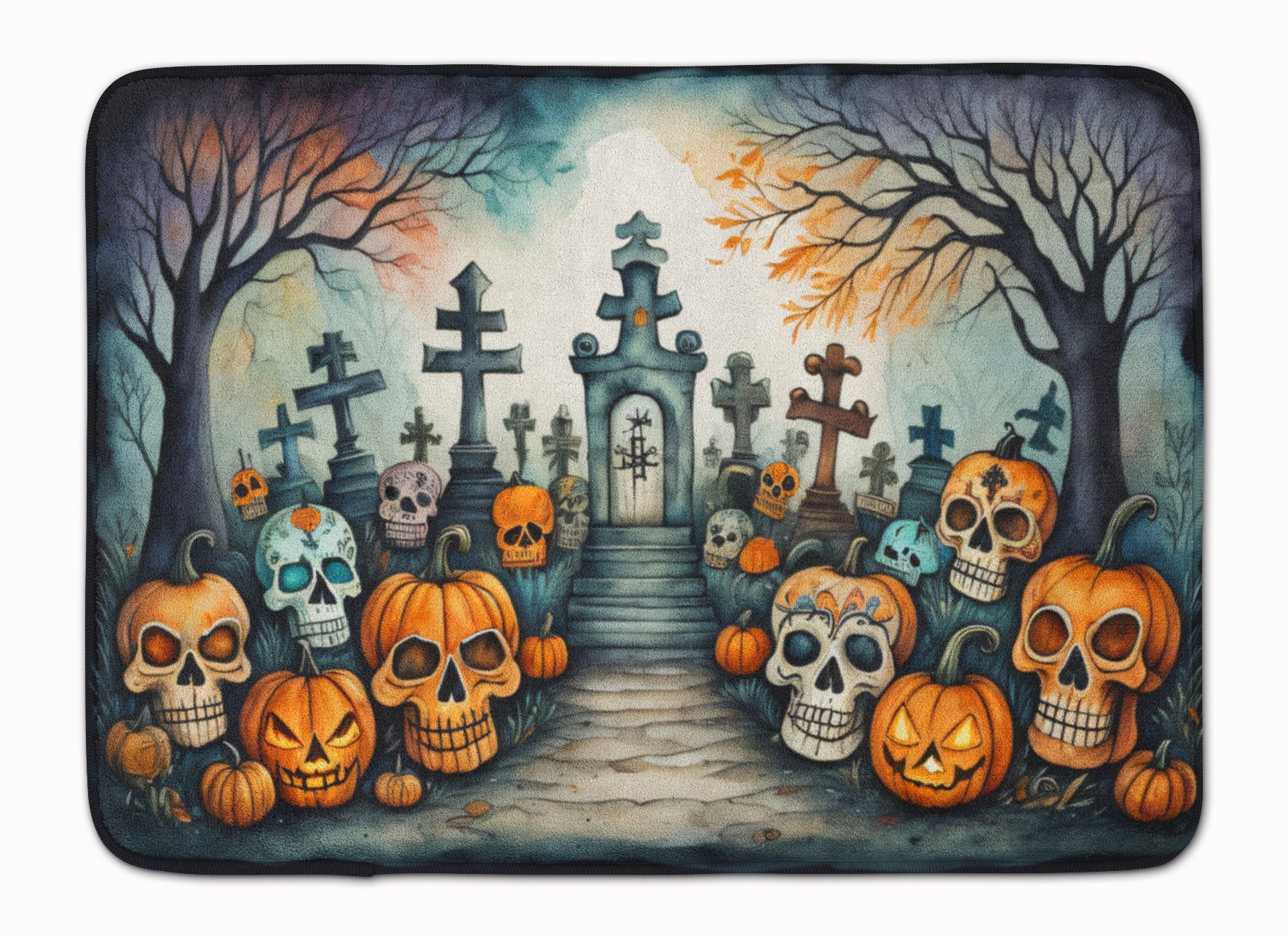 Buy this Calaveras Sugar Skulls Spooky Halloween Memory Foam Kitchen Mat