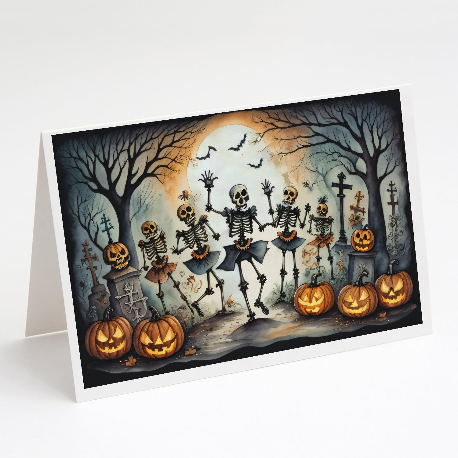 Buy this Dancing Skeletons Spooky Halloween Greeting Cards and Envelopes Pack of 8
