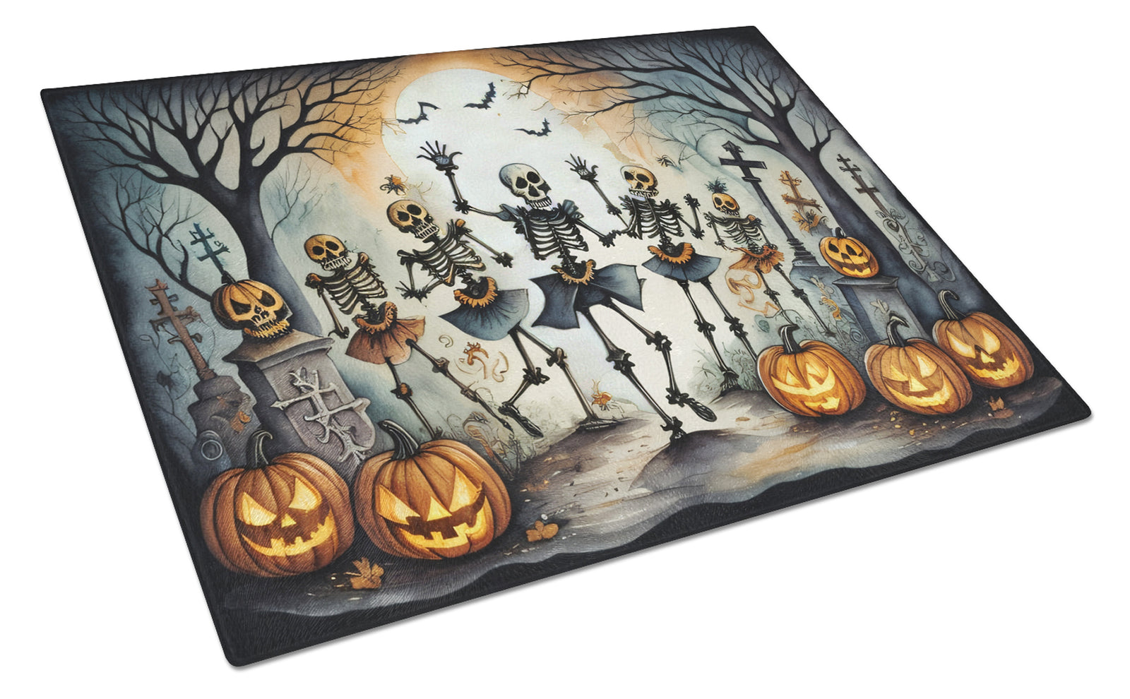 Buy this Dancing Skeletons Spooky Halloween Glass Cutting Board Large
