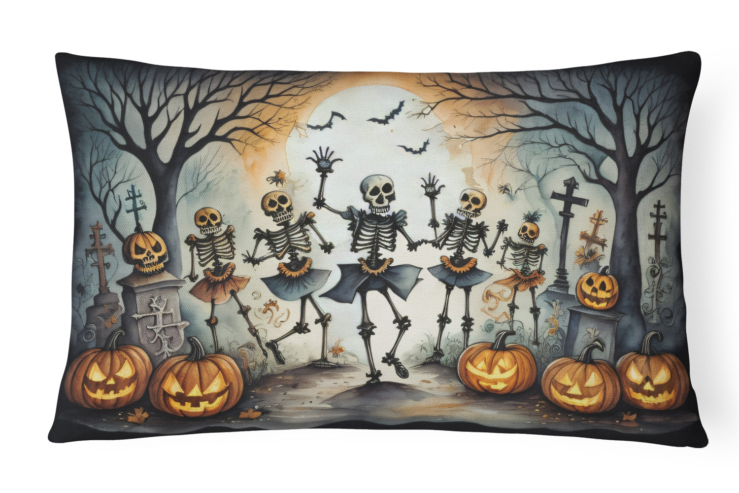 Buy this Dancing Skeletons Spooky Halloween Fabric Decorative Pillow