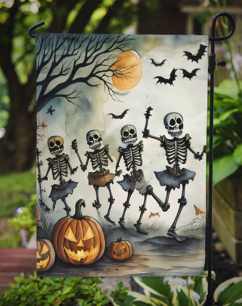 Dancing Skeletons Spooky Halloween Garden Flag