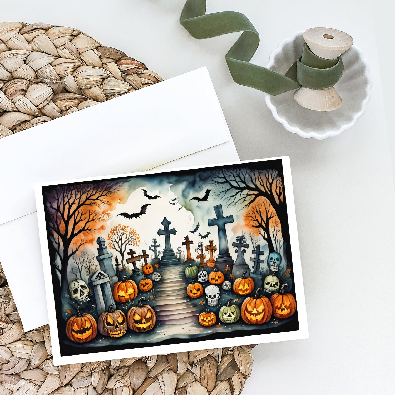 Day of the Dead Spooky Halloween Greeting Cards and Envelopes Pack of 8