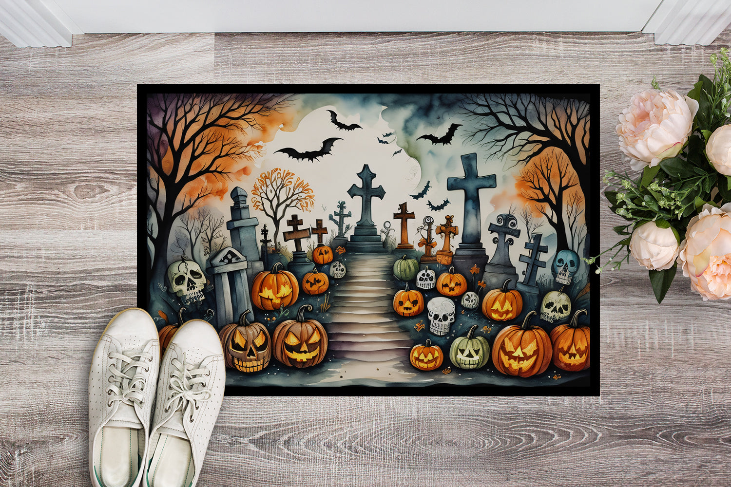 Day of the Dead Spooky Halloween Indoor or Outdoor Mat 24x36