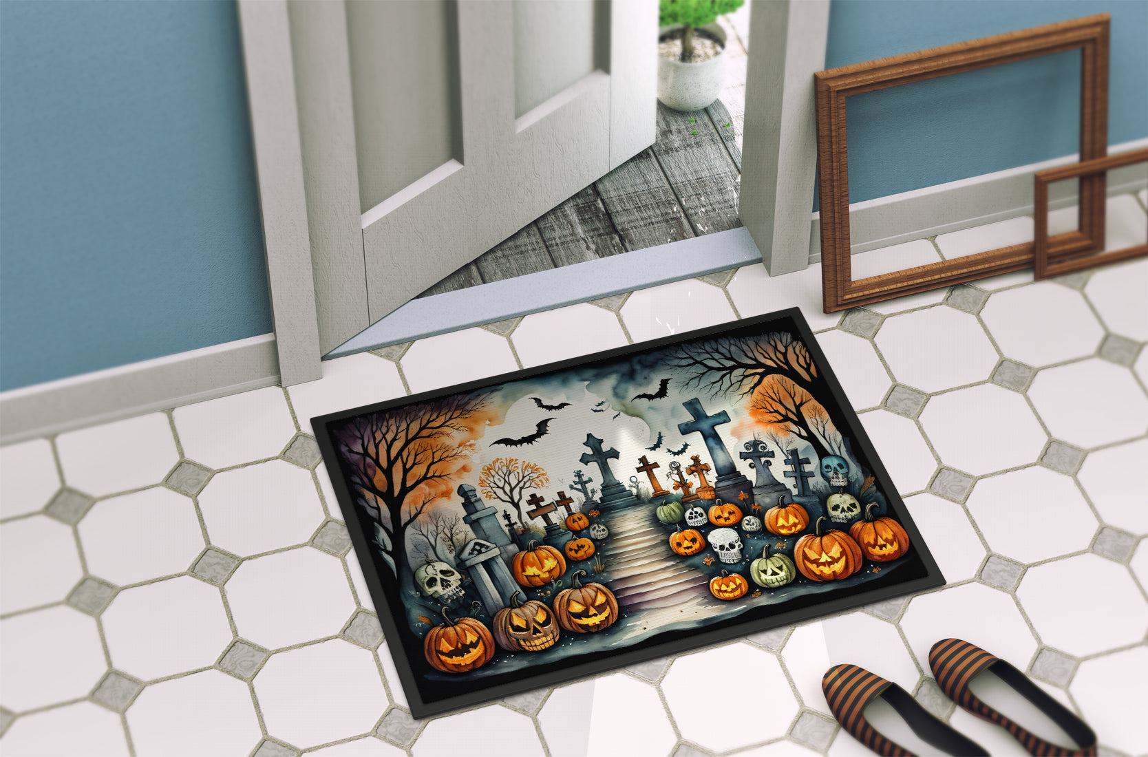 Day of the Dead Spooky Halloween Indoor or Outdoor Mat 24x36