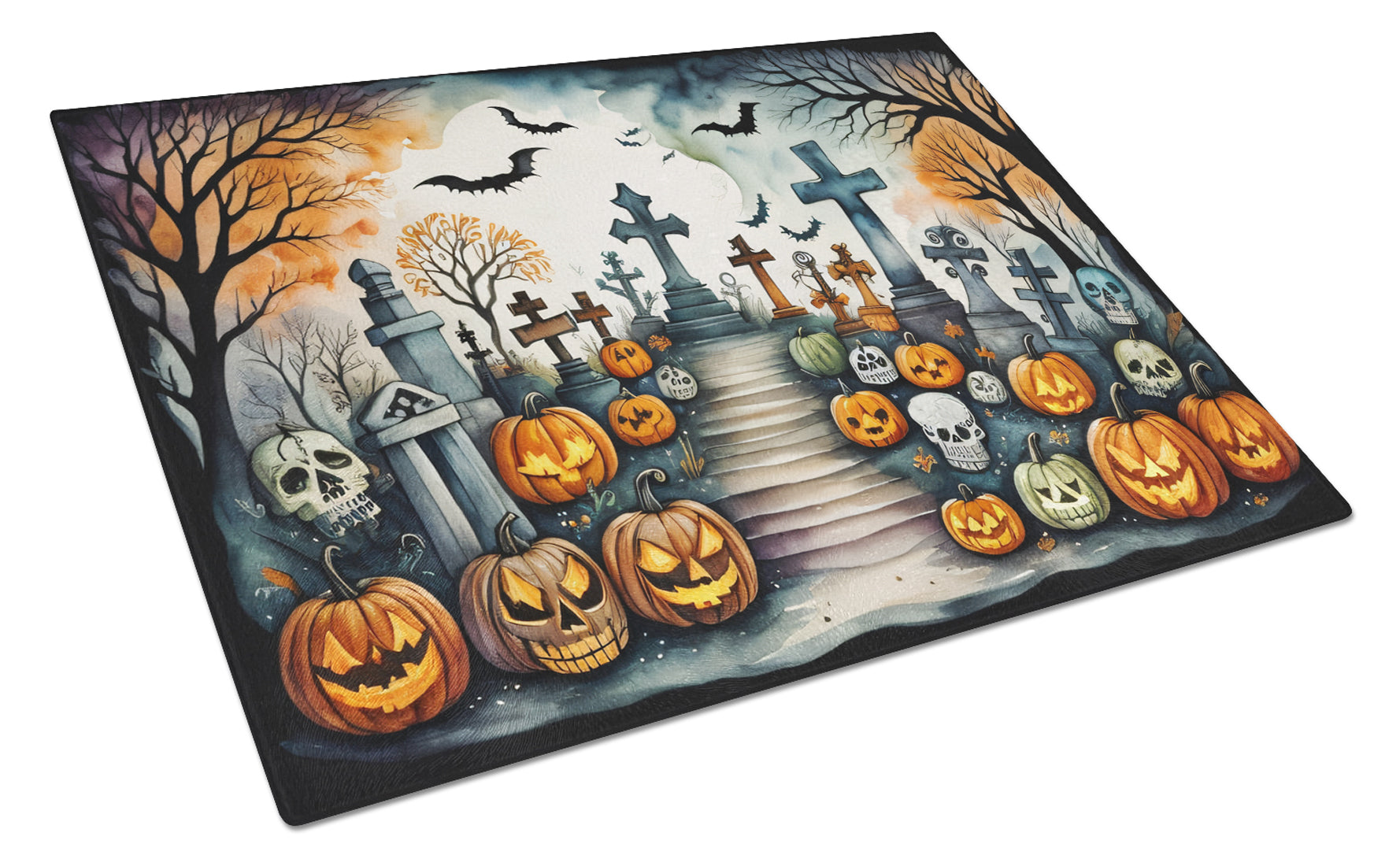 Buy this Day of the Dead Spooky Halloween Glass Cutting Board Large