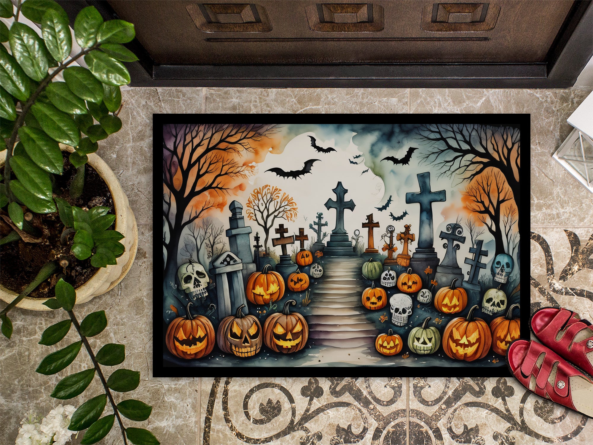 Day of the Dead Spooky Halloween Doormat 18x27