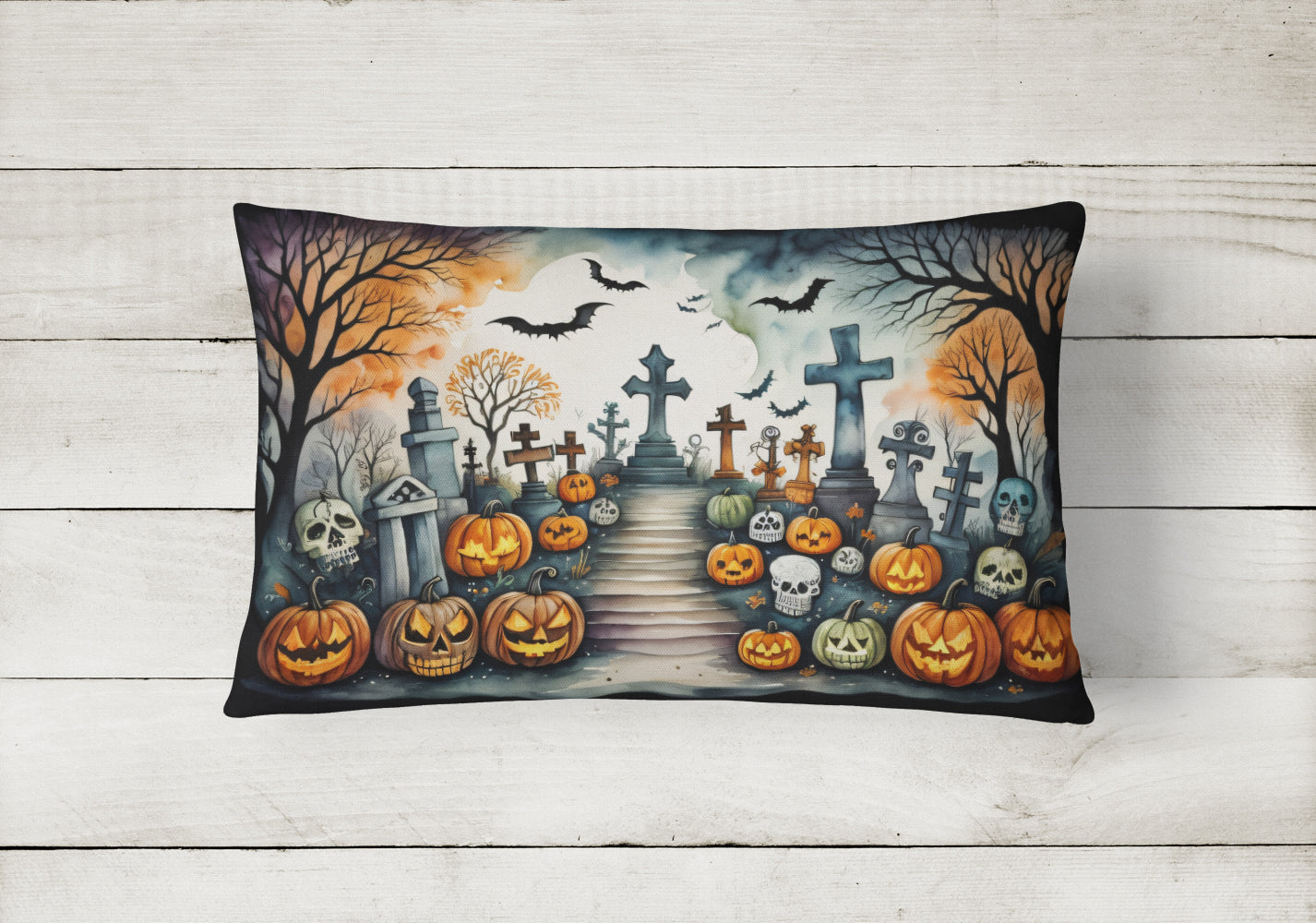 Day of the Dead Spooky Halloween Fabric Decorative Pillow